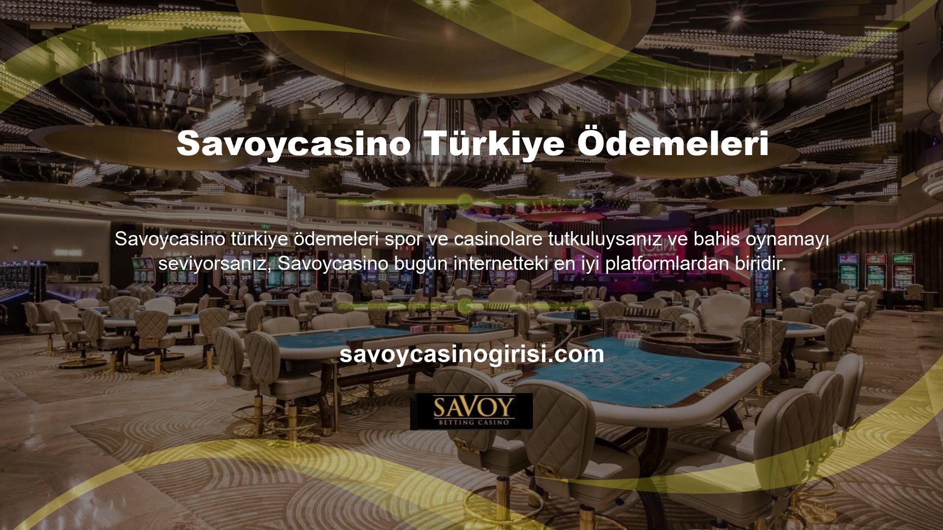 Savoycasino, spor, slot, oyunlar ve diğer birçok özellik ile çok çeşitli casino oyunları sunar